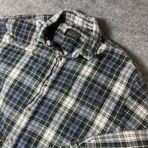 RedHead Mens Flannel Shirt L Green‎ Blue White Plaid Long Sleeve Cotton